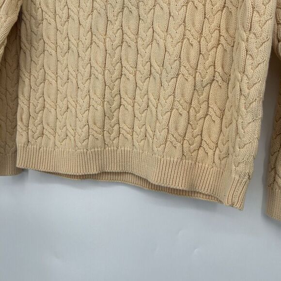 Vintage Talbots Cable Knit Sweater Beige Chunky Knit Cotton Size PP Petite - Picture 8 of 9